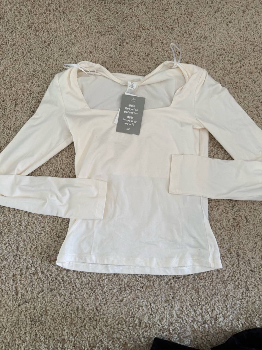 H&M Cream Long-Sleeve V-Neck Top